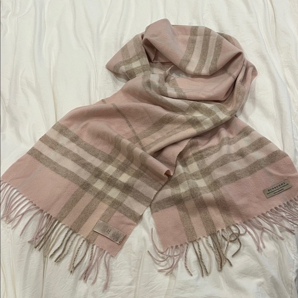 Burberry Pink and Tan Checkered Scarf - Picture 3 of 4